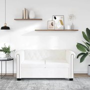 vidaXL Καναπές Διθέσιος Chesterfield Λευκός από Συνθετικό Δέρμα