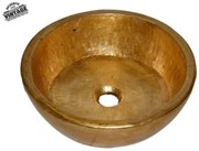 Νιπτήρας  Vintage Επιτραπέζιος Ø45*15 εκ.Χρυσό Μεταλλικό Travertino Glafki 90049