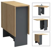 Τραπέζι Pepe Megapap επεκτεινόμενο χρώμα ανθρακί - φυσικό οξιάς 28(56+56)x77x75εκ.