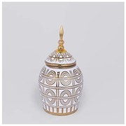 Βάζο Κεραμικό Λευκό &amp; Χρυσό 15x15x28cm 752-20351 Estheti-752-20351-Λευκό-Χρυσό 752-20351