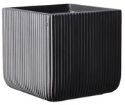 Supergreens Γλάστρα Πήλινη Τετράγωνη ''Stripe'' Γκρι XL 44x44x38 εκ.