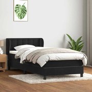 vidaXL Κρεβάτι Boxspring με Στρώμα Μαύρο 80x220 εκ. Βελούδινο