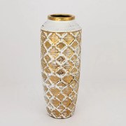 Βάζο Κεραμικό 752-20063 12.5x12.5x27.5cm White-Gold Estheti Home Κεραμικό