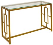 Κονσόλα Eccento χρυσό-γυαλί 8mm 120x40x71.5εκ Υλικό: METAL-TEMPERED GLASS 8mm 029-000108