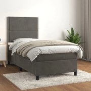 ΚΡΕΒΑΤΙ BOXSPRING ΜΕ ΣΤΡΩΜΑ ΣΚΟΥΡΟ ΓΚΡΙ 90X190 ΕΚ. ΒΕΛΟΥΔΙΝΟ 3142936