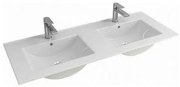 Νιπτήρας Μπάνιου SLIM 120 με 2 Γούρνες Λευκή γυαλιστερή πορσελάνη 120x46 εκ.