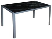 DEGO Τραπέζι Τραπεζαρίας - Κουζίνας, Μέταλλο Βαφή Γκρι, Γυαλί Μαύρο Μάρμαρο
