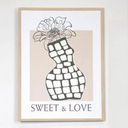 ΠΙΝΑΚΑΣ ΚΑΜΒΑΣ ΜΕ  ΠΛΑΙΣΙΟ, ME ΦΕΛΙΖΟΛ, "SWEET AND LOVE", 45x60x2,2cm|755-12160