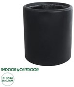 20699 GloboStar®  Artificial Garden PUEBLA 20699 Διακοσμητικό Πολυεστερικό Τσιμεντένιο Κασπώ Γλάστρα - Flower Pot Μαύρο Φ51 x Υ56cm