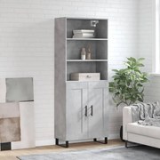 vidaXL Ντουλάπι Γκρι Σκυροδέματος 69,5x34x180 εκ. Επεξεργασμένο Ξύλο