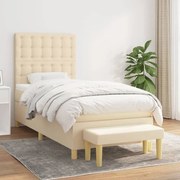 Κρεβάτι Boxspring με Στρώμα Κρεμ 80 x 200 εκ. Υφασμάτινο - Κρεμ