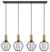 SE21-GM-4-4BL-GR12 ADEPT FLEX Gold Matt Pendant Black Metal Grid+