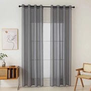 Beauty Home Κουρτίνα γάζα μονόχρωμη με 8 μεταλλικούς κρίκους Sharp Art 8448 140x270 Ανθρακί