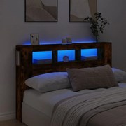 Κεφαλάρι Κρεβατιού με LED Καπνιστή Δρυς 160x18,5x103,5 εκ 837355