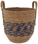 Καλάθι 00.06.67086 35x35cm Brown-Blue Ψάθα