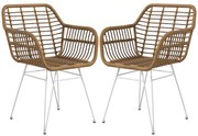 Σετ 2 καρεκλών HOMCOM σε στυλ Boho, καρέκλες κουζίνας, PE Rattan, 56 x 60 x 79 cm, φυσικό + λευκό