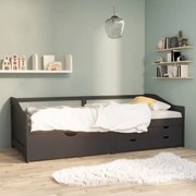 vidaXL Καναπές Κρεβάτι 3 Θέσεων με Συρτάρια Γκρι 90x200 εκ Μασίφ Πεύκο