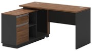 Γραφείο επαγγελματικό με αριστερή γωνία Oscar μελαμίνη σε καρυδί-ανθρακί 140x120x76εκ. 140x120x76 εκ.
