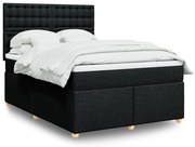 vidaXL Κρεβάτι Boxspring με Στρώμα Μαύρο 160x200 εκ. Υφασμάτινο