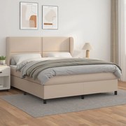 vidaXL Κρεβάτι Boxspring με Στρώμα Καπουτσίνο 180x200 εκ. Συνθ. Δέρμα