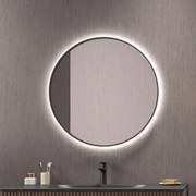 Καθρέπτης Τοίχου Με Φως Led Sharon SHARON80-B Φ80cm Black Karag Γυαλί