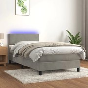 ΚΡΕΒΑΤΙ BOXSPRING ΜΕ ΣΤΡΩΜΑ &amp; LED ΑΝ.ΓΚΡΙ 90X190 ΕΚ. ΒΕΛΟΥΔΙΝΟ 3134255