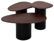 Τραπεζάκια σαλονιού PEBBLES Σετ 3 τμχ MANGO Top και Μεταλλικές Μαύρες Βάσεις 39x37x45.5 εκ.