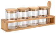 ESTIA ΔΟΧΕΙΑ ΜΠΑΧΑΡΙΚΩΝ ΓΥΑΛΙΝΑ ΣΕΤ 5 ΤΕΜ 27x6.5x12.5cm ΜΕ ΒΑΣΗ BAMBOO ΚΑΙ ΚΟΥΤΑΛΙ