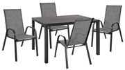 Σετ Κήπου Τραπεζαρία HM10525 5 τεμ με Τραπέζι 120x80x75.5 Αλουμινίου Ανθρακί εκ. &amp; 4 Καρέκλες Leon Γκρί