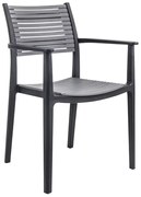 WOODWELL Ε350,31AKRON Πολυθρόνα PP-UV Μαύρο - Γκρι 60x55x85cm Ε350,31