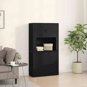 Highboard Μαύρη Οξυά 80 x 33 x 150 εκ Επεξεργασμένο ξύλο