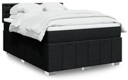 vidaXL Κρεβάτι Boxspring με Στρώμα Μαύρο 140x190 εκ. Υφασμάτινο