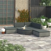 vidaXL Σαλόνι Κήπου 6 Τεμαχίων Γκρι από Συνθετικό Ρατάν με Μαξιλάρια