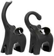 SCULPTURE ELEPHANT CERAMIC BLACK 2 ASSORTED 9X6X17CM 9X6X17CM