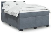 Κρεβάτι Boxspring με Στρώμα Σκούρο Γκρι 140x200 εκ. Βελούδινο