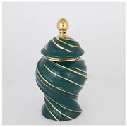 Βάζο Με Καπάκι Κεραμικό Πράσινο-Χρυσό 17x30.5cm 752-20112 Estheti 752-20112 Πράσινο