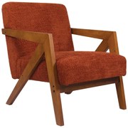 Πολυθρόνα Garifa pakoworld terracotta ύφασμα με πόδι σε καρυδί απόχρωση 79x75x75εκ