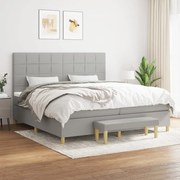 Κρεβάτι Boxspring με Στρώμα Ανοιχτό Γκρι 200x200 εκ. Υφασμάτινο - Γκρι