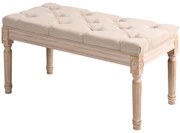 HOMCOM Τραπεζάκι Σαλόνι Σχέδιο Vintage Vintage Τραπεζάκι, Κουμπιά, Σκαλιστά Πόδια, Shabby Chic, Κρεμ