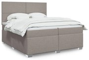 Κρεβάτι Boxspring με Στρώμα Taupe 200x200 εκ. Υφασμάτινο - Μπεζ-Γκρι