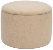 Σκαμπό-μπαούλο Roundy pakoworld μπουκλέ ύφασμα σε μπεζ απόχρωση Φ55x41.5εκ