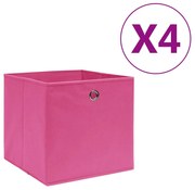 vidaXL Κουτιά Αποθήκευσης 4 τεμ. Ροζ 28x28x28 εκ. Ύφασμα Non-woven