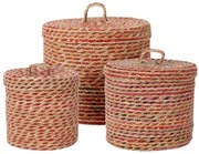 Σετ διακοσμητικά καλάθια με καπάκι και λαβές - 3 τεμάχια