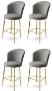 Σκαμπό Μπαρ Fora Babyface (Σετ 4Τμχ) 240CHR1153 46x40x107cm Grey-Gold Μέταλλο,Ύφασμα