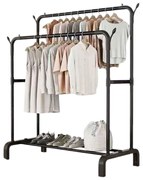 Κρεμάστρα Δαπέδου με Ράφι Παπουτσιών Μαύρο