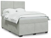 Κρεβάτι Boxspring με Στρώμα Ανοιχτό Γκρι 160x200 εκ. Βελούδινο - Γκρι