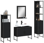 vidaXL Σετ Ντουλάπι Μπάνιου 4 Τεμαχίων Μαύρο από Επεξεργασμένο Ξύλο