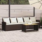 vidaXL Καναπές κήπου 5θέσιος με μαξιλάρια Brown Poly Rattan