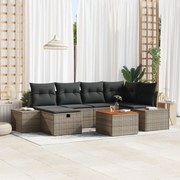 vidaXL Σετ Καναπέ Κήπου Σετ 7 Τεμαχίων Γκρι Πολυ Ρατάν