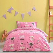 Σεντόνια Μονά (Σετ) Kocoon Kids Robo Love Ροζ ΧΩΡΙΣ ΛΑΣΤΙΧΟ 160x260